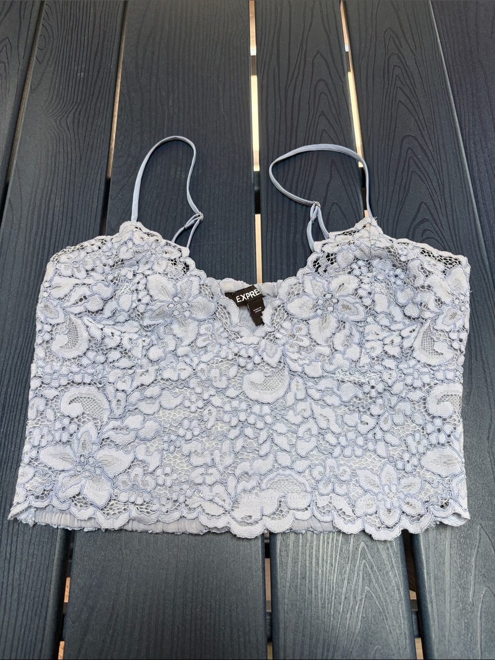 Express Lace Cropped Camisole in Light Blue